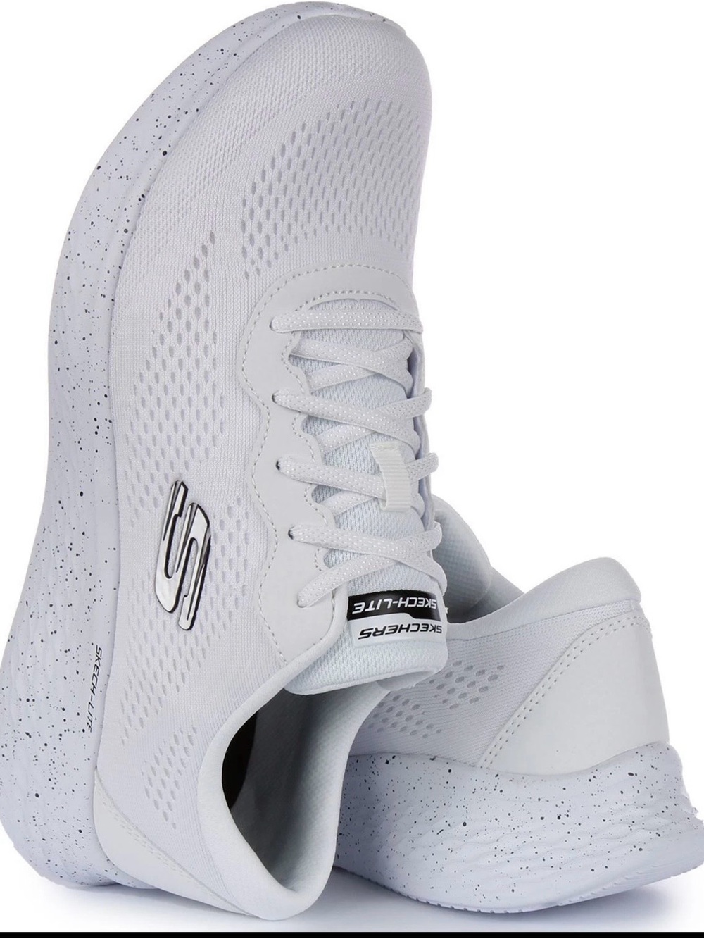 Skechers Skech Lite Pro Vegan Memory Foam Sneaker White Black Womens US 6